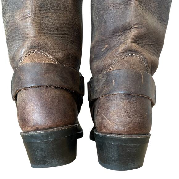 Frye Vintage Brown Leather Square Toe Harness BootSize 9.5 - Picture 9 of 13